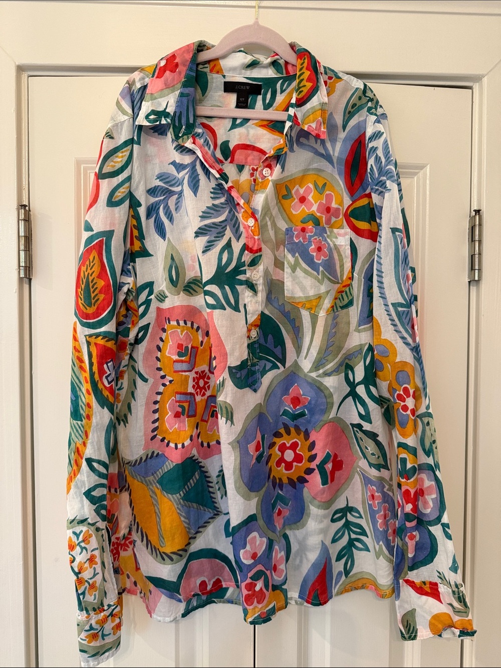 J. Crew Multicolor Floral Popover Shirt in lightweight cotton 12 T